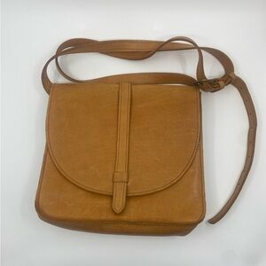 Able Fashionable cognac tan saddlebag crossbody leather purse